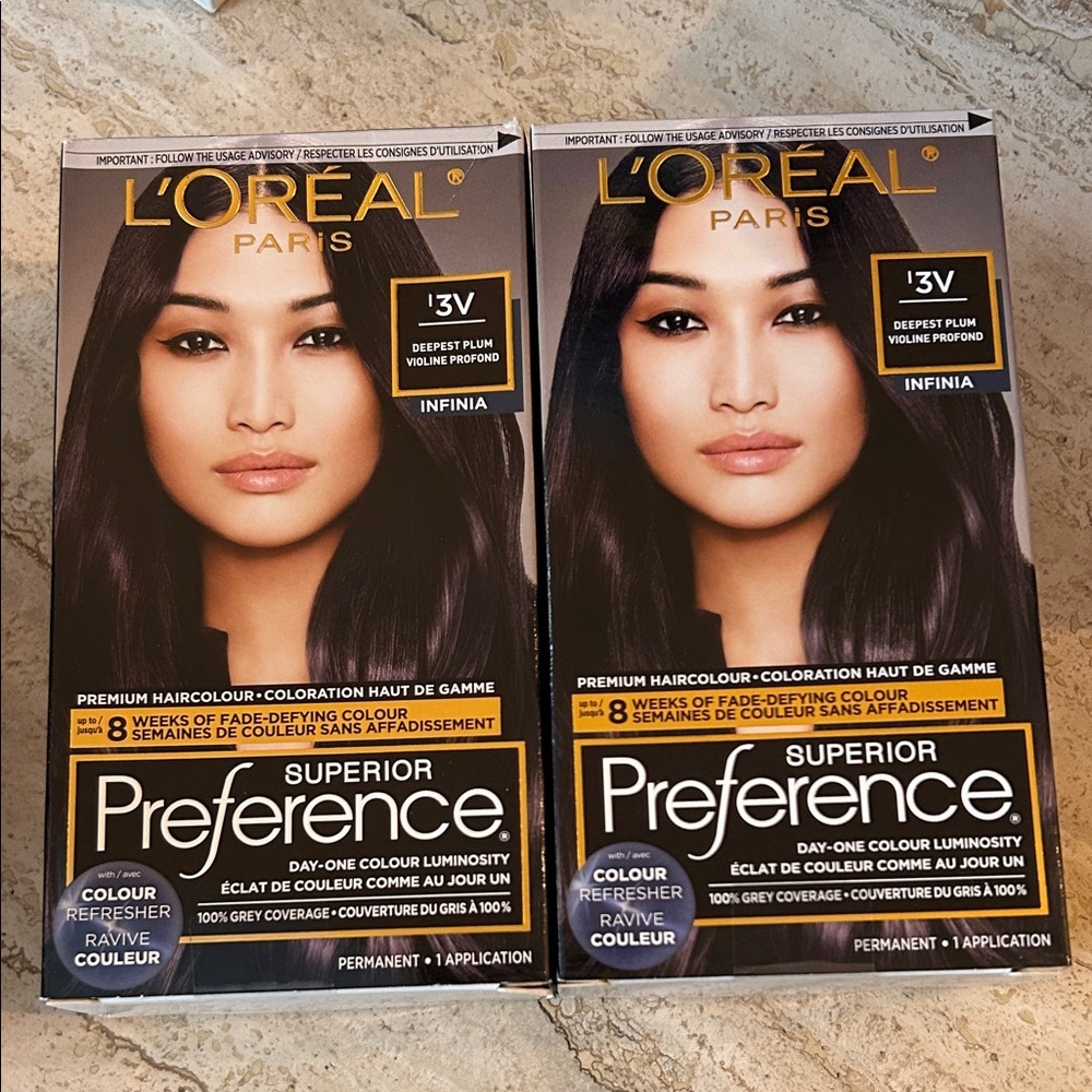NEW 🆕 TWO L'Oreal Paris Superior Preference Hair Color Refresher 3V Deepest Plum